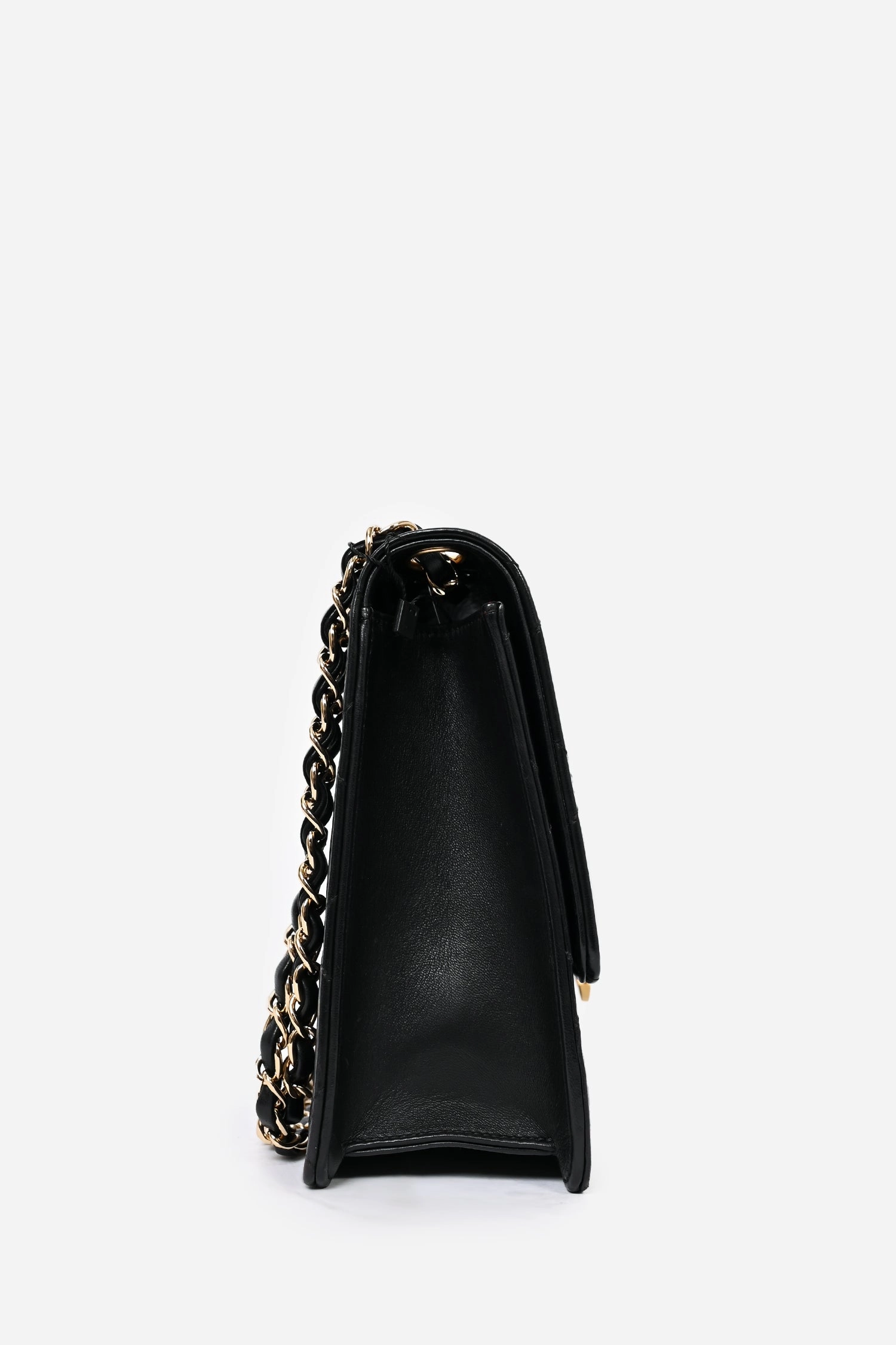 Pre-Loved Chanel Black Lambskin 2013/14 CC Golden Class Large Flap Shoulder Bag