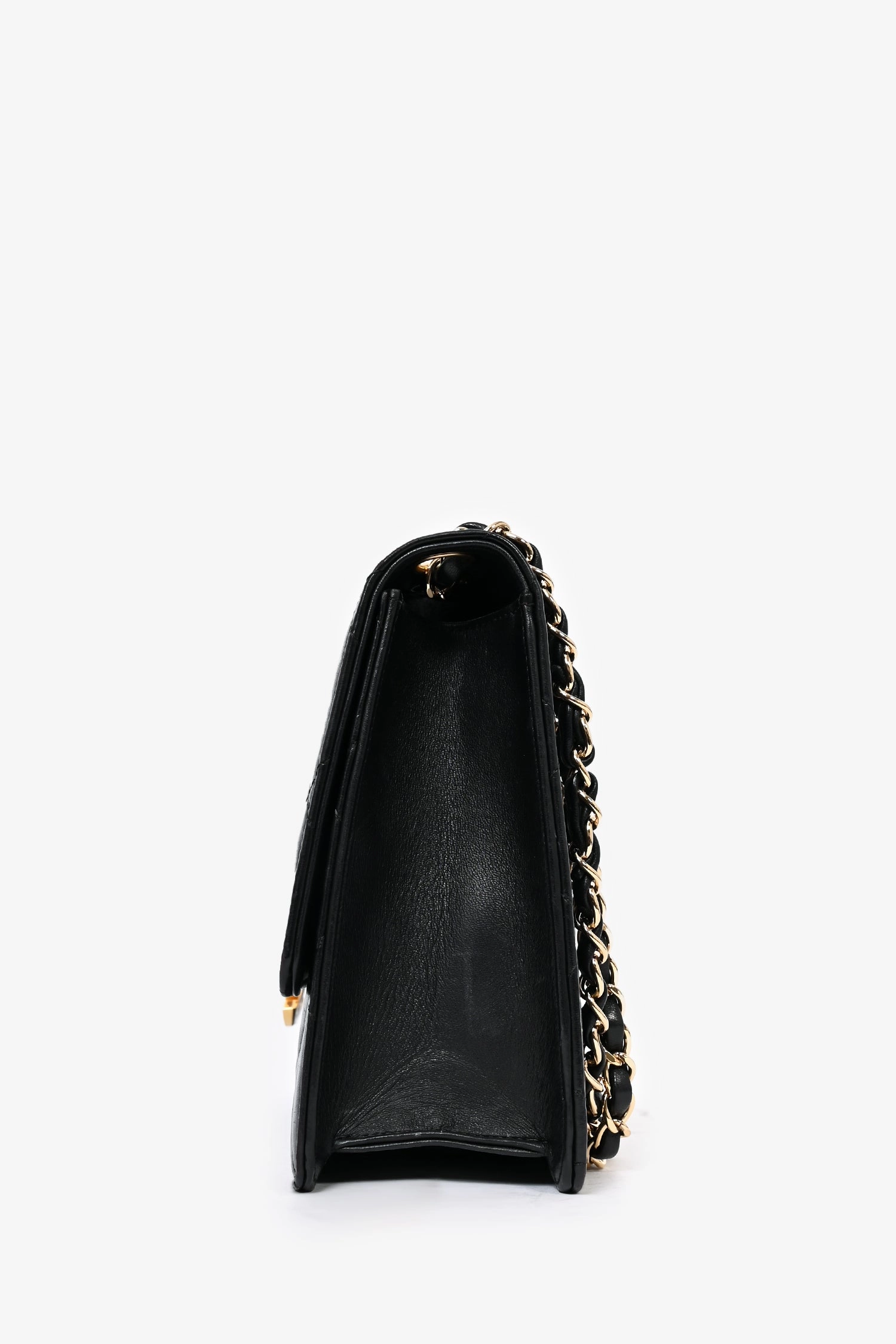 Pre-Loved Chanel Black Lambskin 2013/14 CC Golden Class Large Flap Shoulder Bag