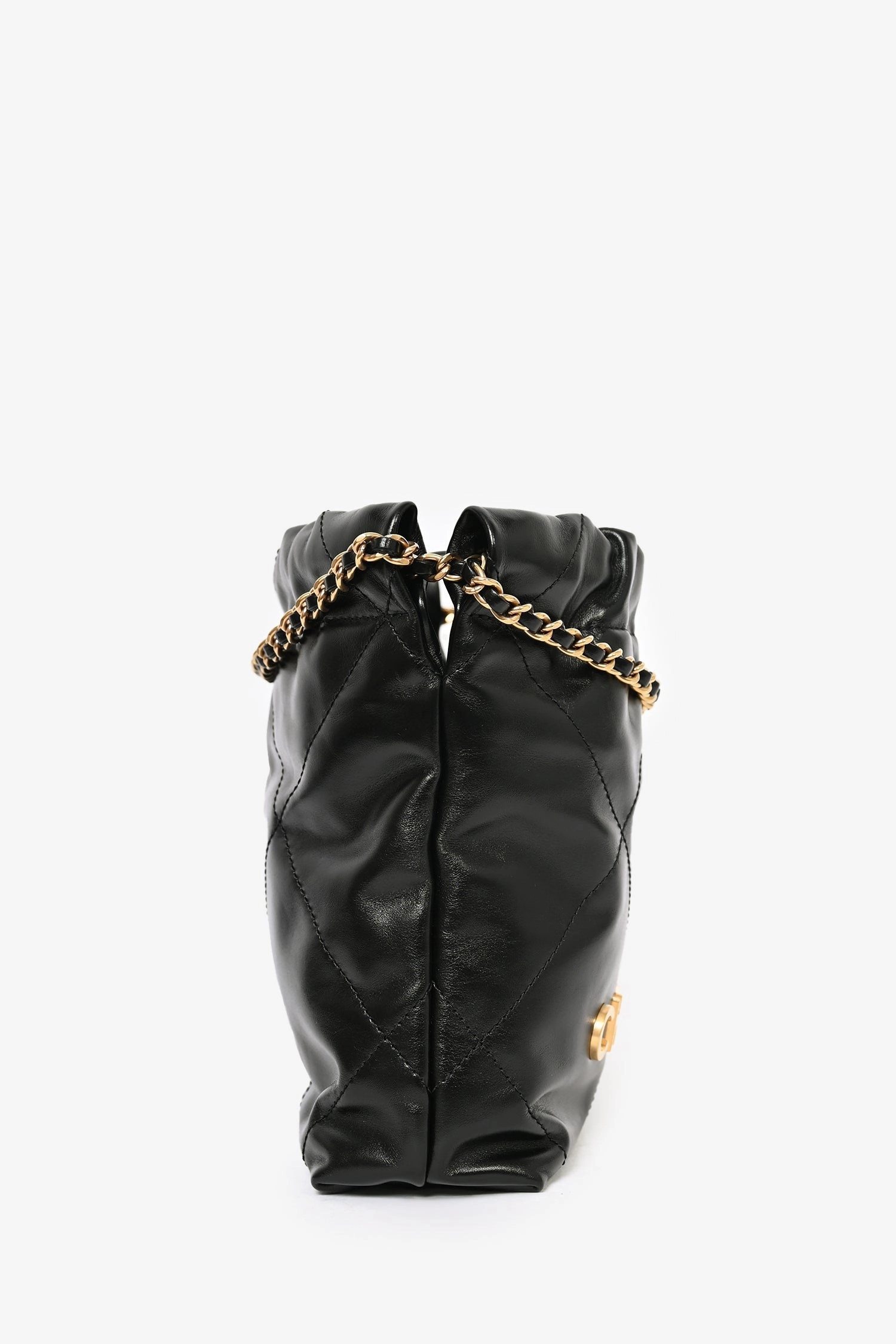 Pre-Loved Chanel Black Leather Mini 22 Hobo Bag
