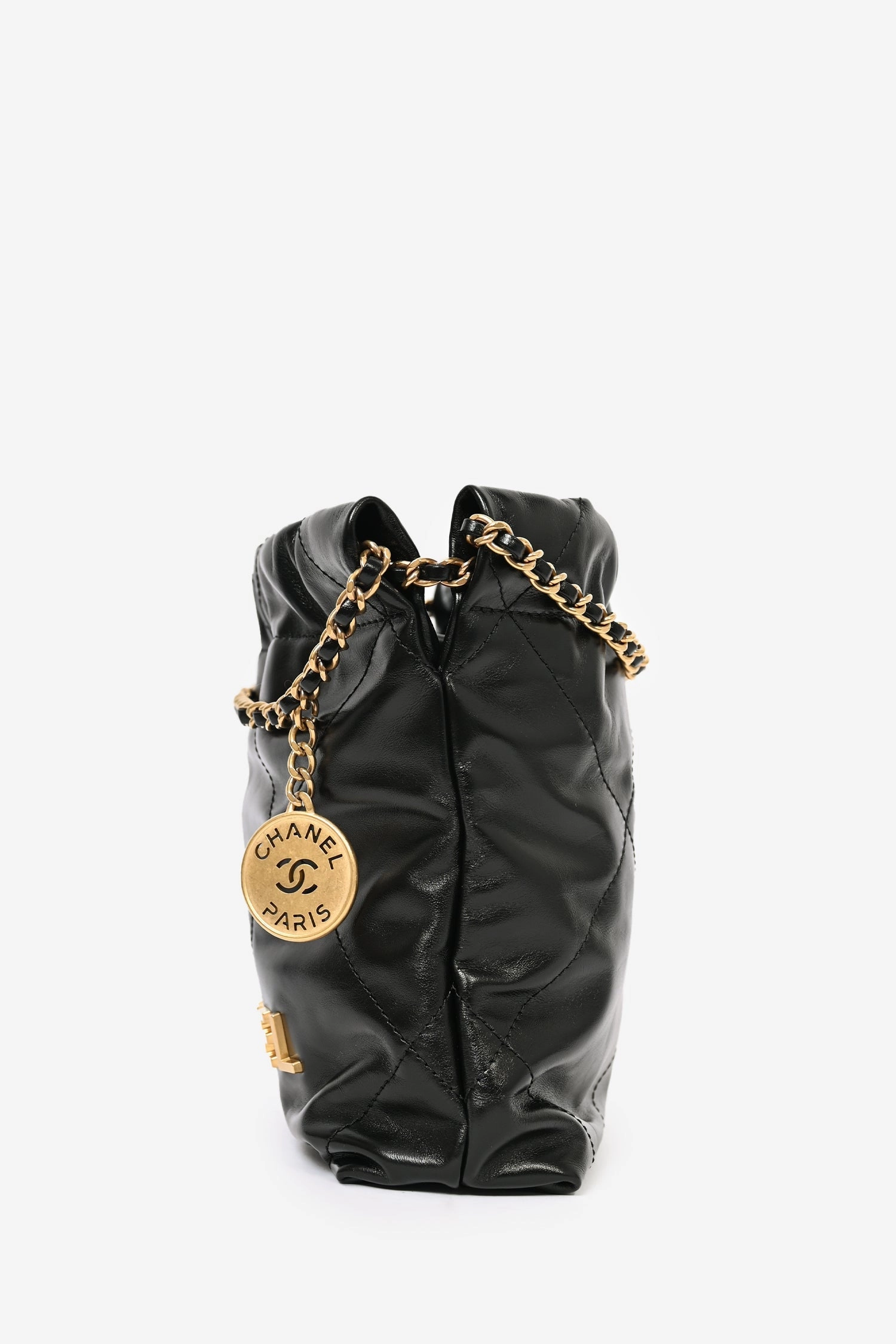 Pre-Loved Chanel Black Leather Mini 22 Hobo Bag