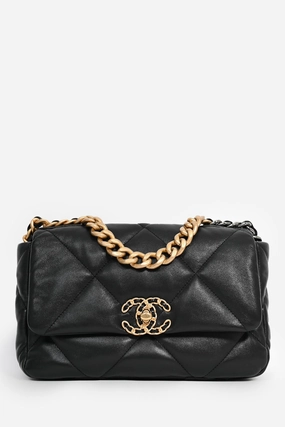 Pre-Loved Chanel Black Quilted Lambskin Medium 19 Chain Bag