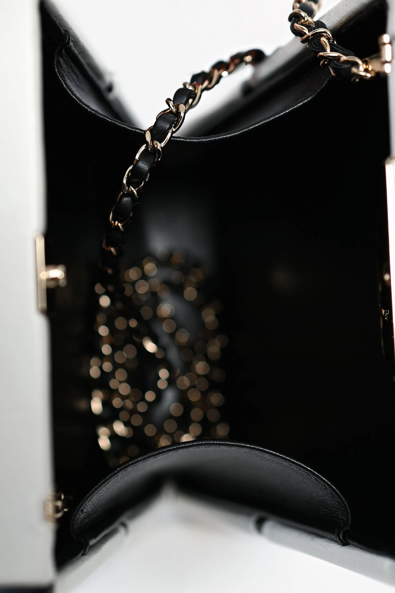 Pre-Loved Chanel Black/White Leather No. 5 Perfume Clutch Evening Clutch