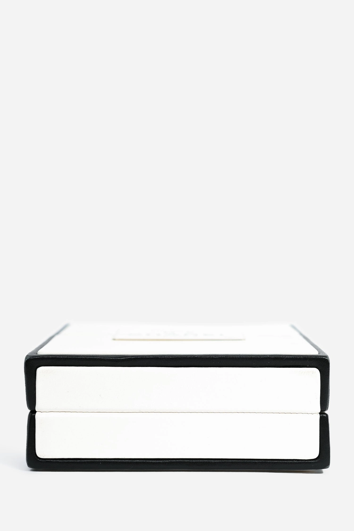 Pre-Loved Chanel Black/White Leather No. 5 Perfume Clutch Evening Clutch