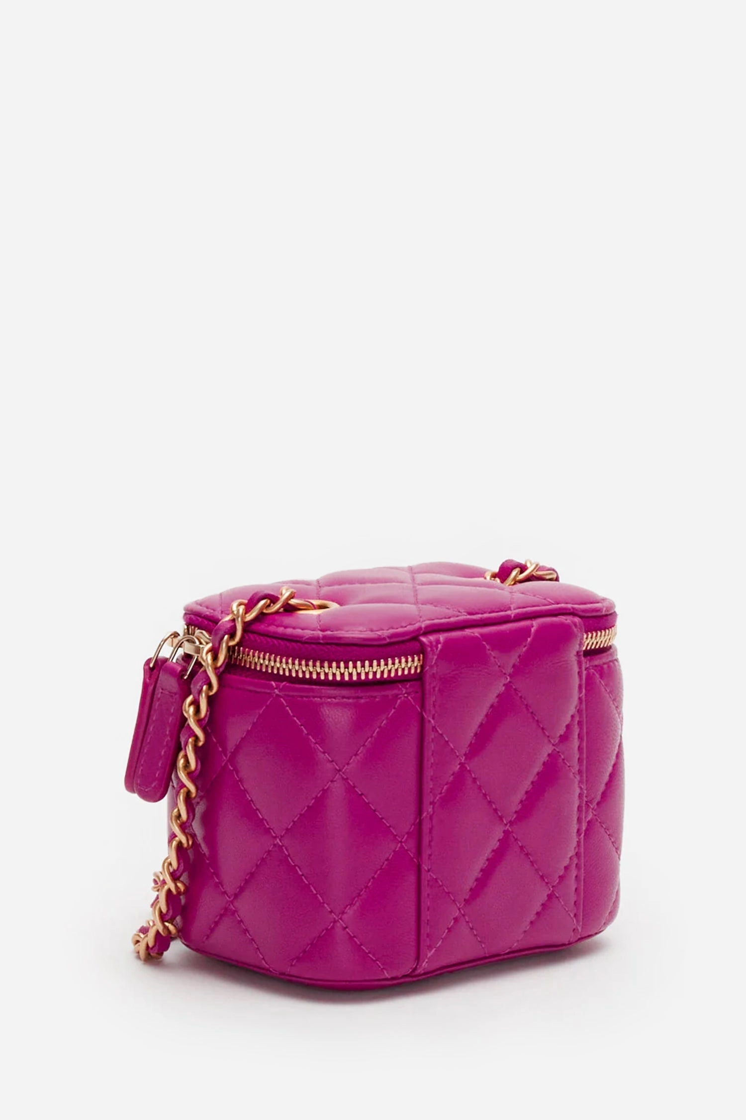 Pre-Loved Chanel Dark Pink Quilted Lambskin Mini Pearl Crush Vanity Case