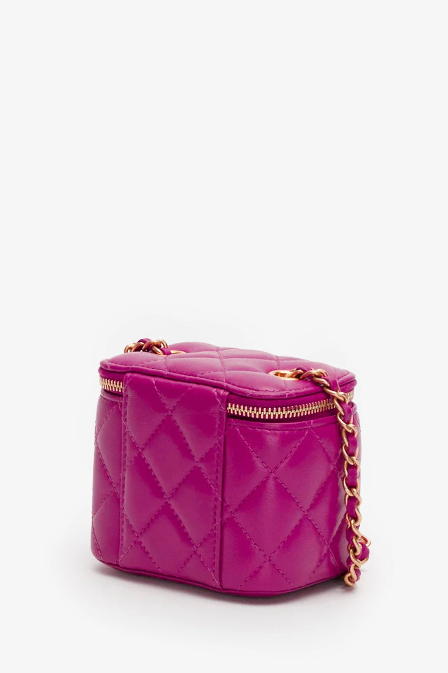 Pre-Loved Chanel Dark Pink Quilted Lambskin Mini Pearl Crush Vanity Case