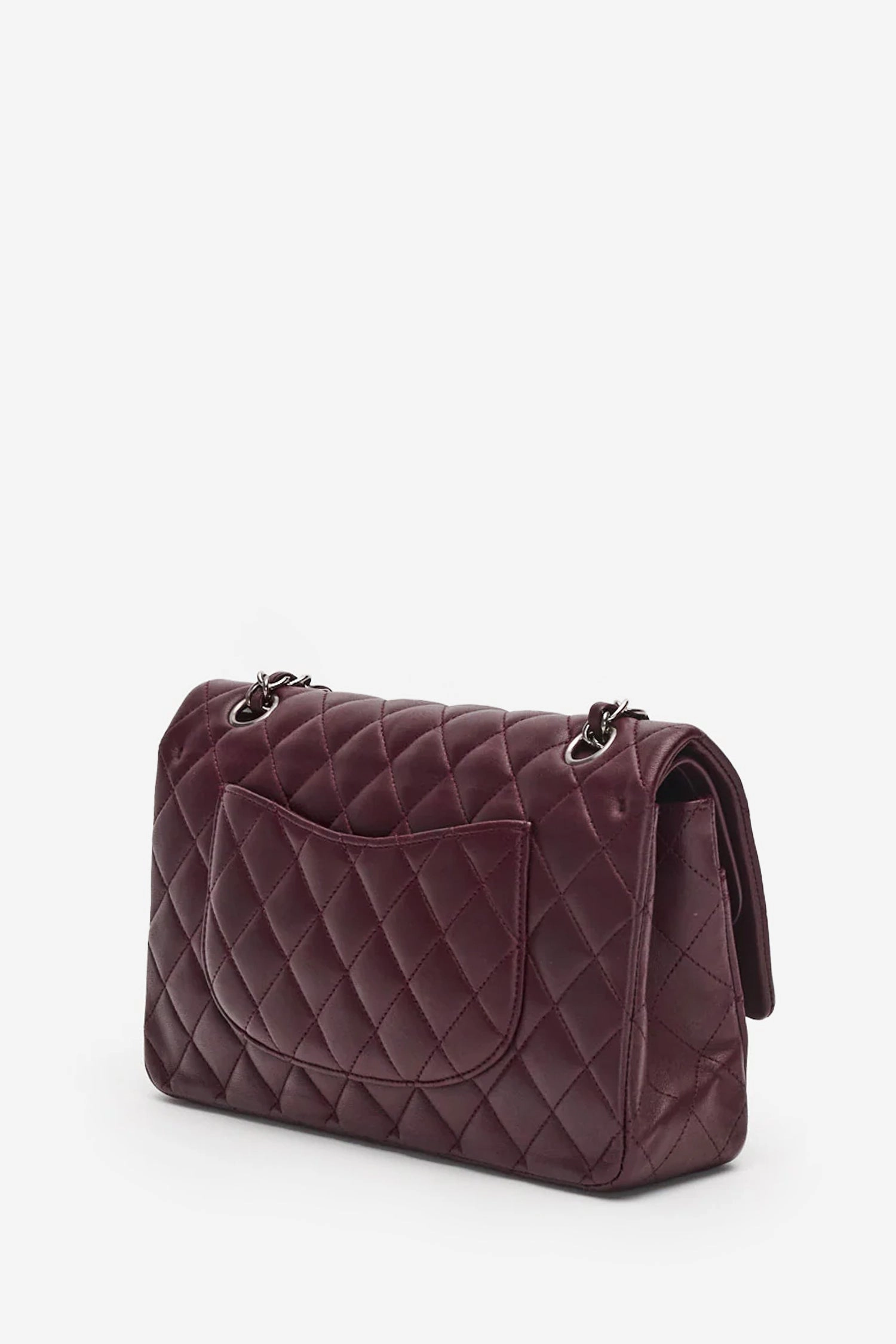 Pre-Loved Chanel Dark Purple Lambskin Medium Classic Double Flap Bag