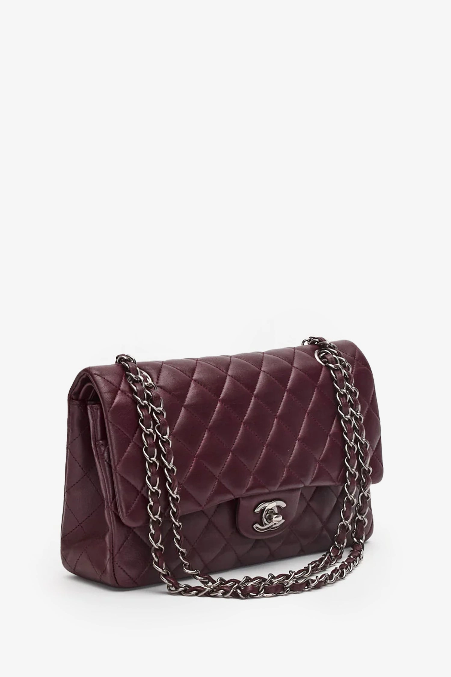 Pre-Loved Chanel Dark Purple Lambskin Medium Classic Double Flap Bag