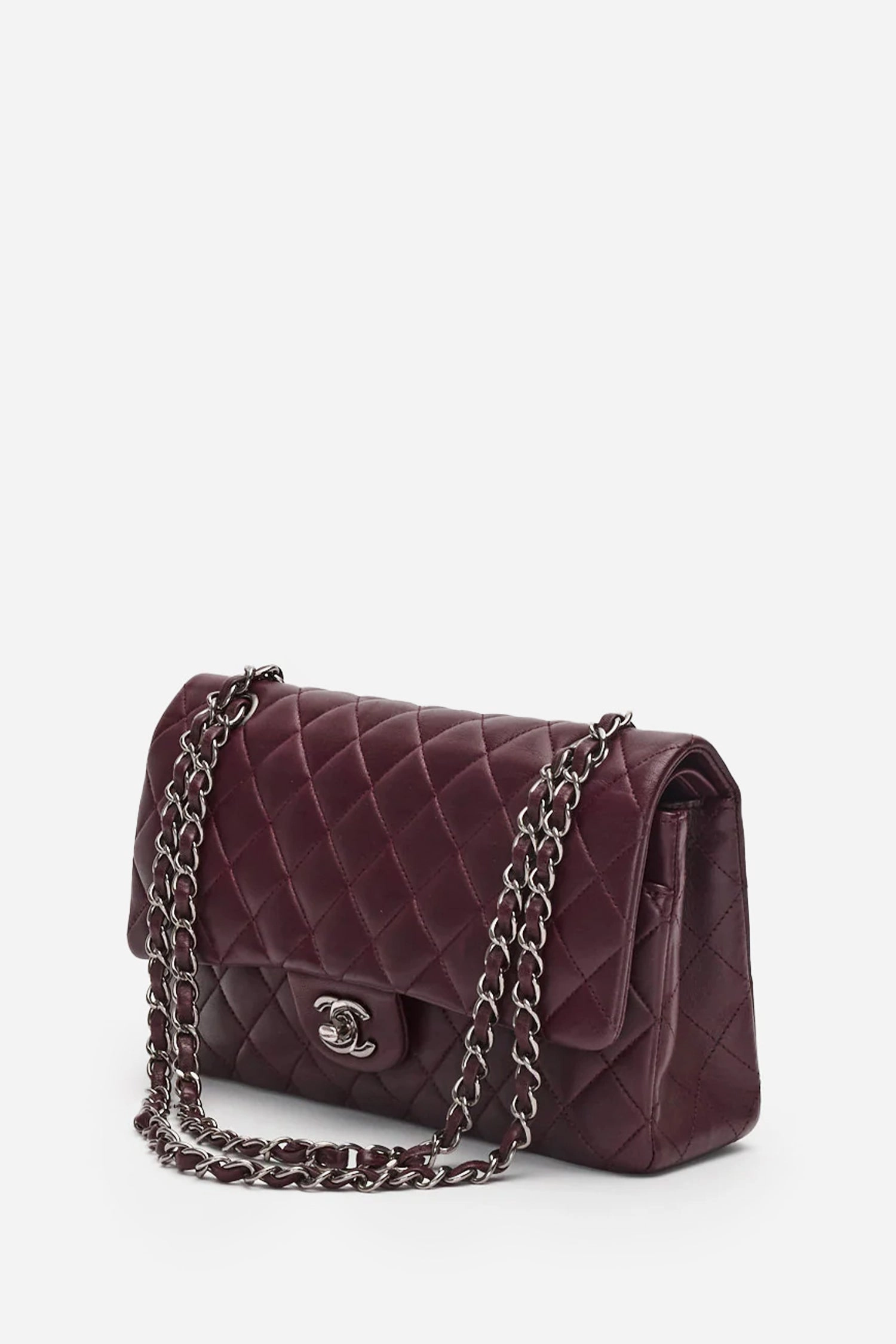 Pre-Loved Chanel Dark Purple Lambskin Medium Classic Double Flap Bag