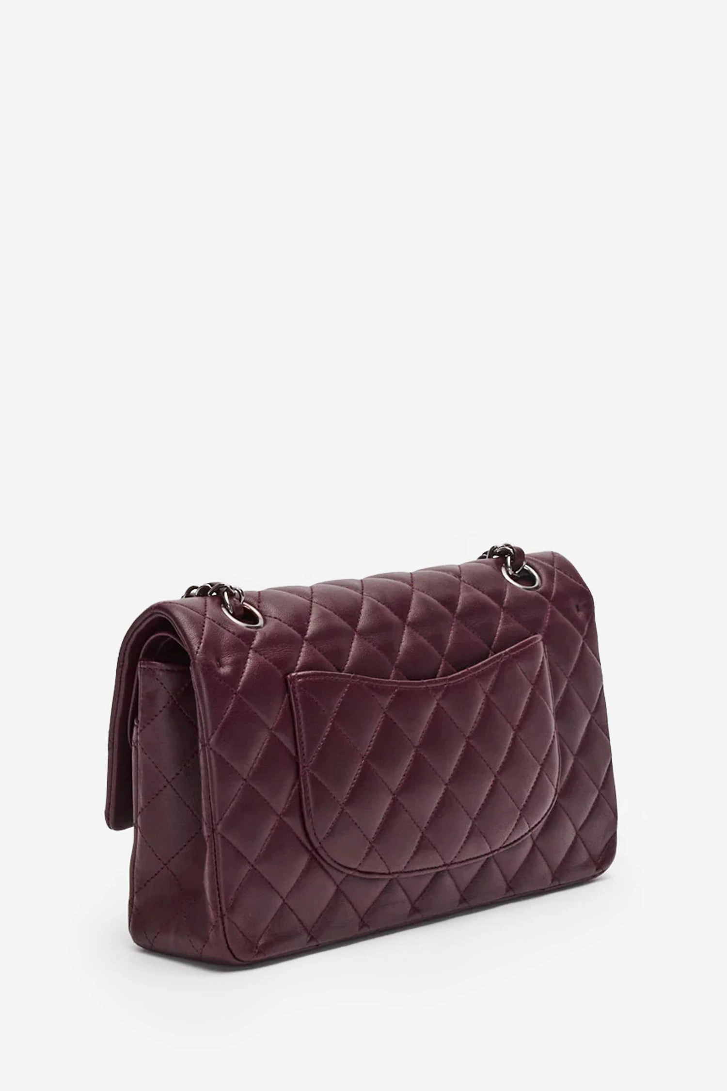 Pre-Loved Chanel Dark Purple Lambskin Medium Classic Double Flap Bag