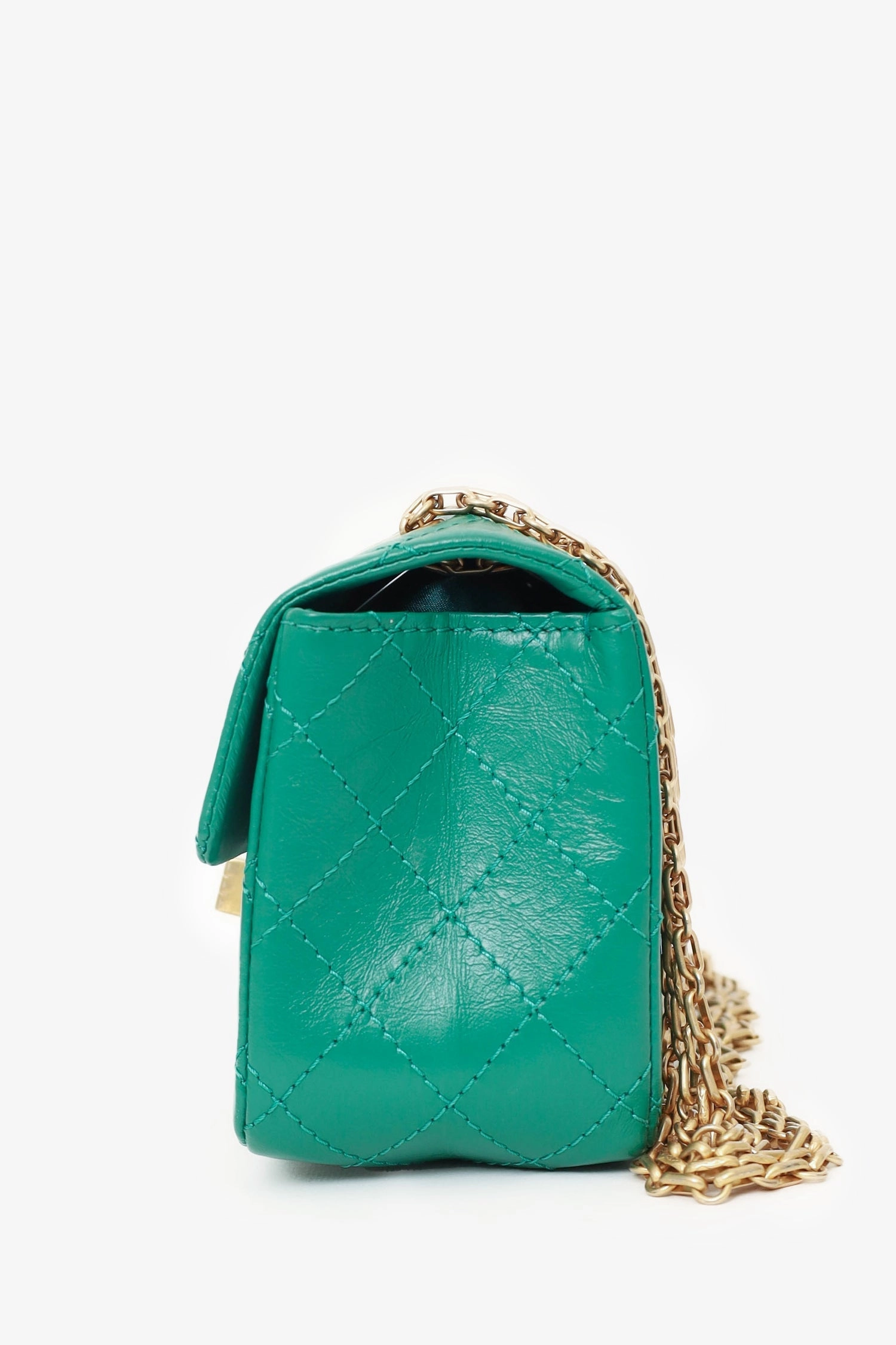 Pre-Loved Chanel Green Quilted Leather Mini Reissue 225 Double Flap Bag