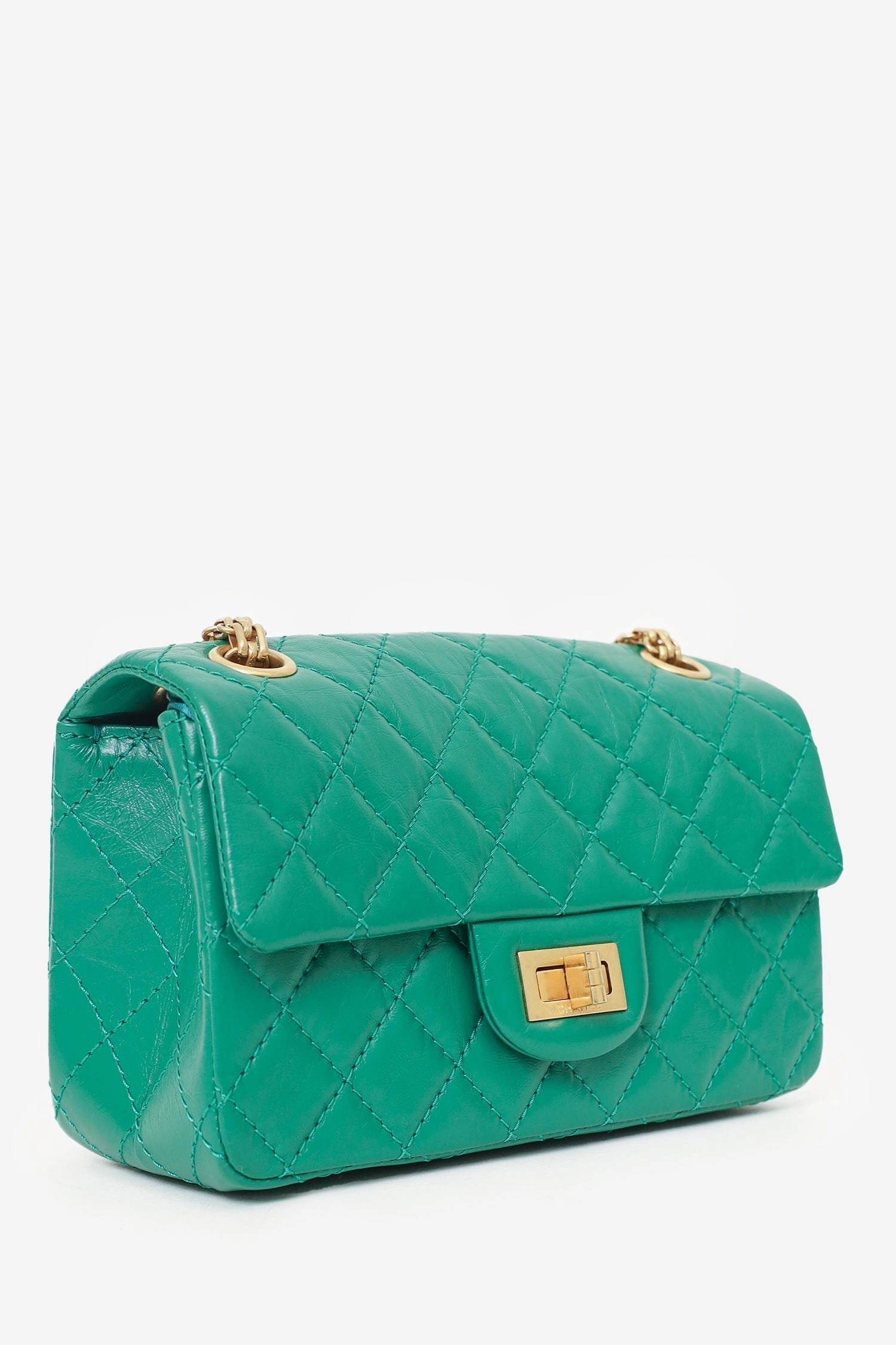 Pre-Loved Chanel Green Quilted Leather Mini Reissue 225 Double Flap Bag