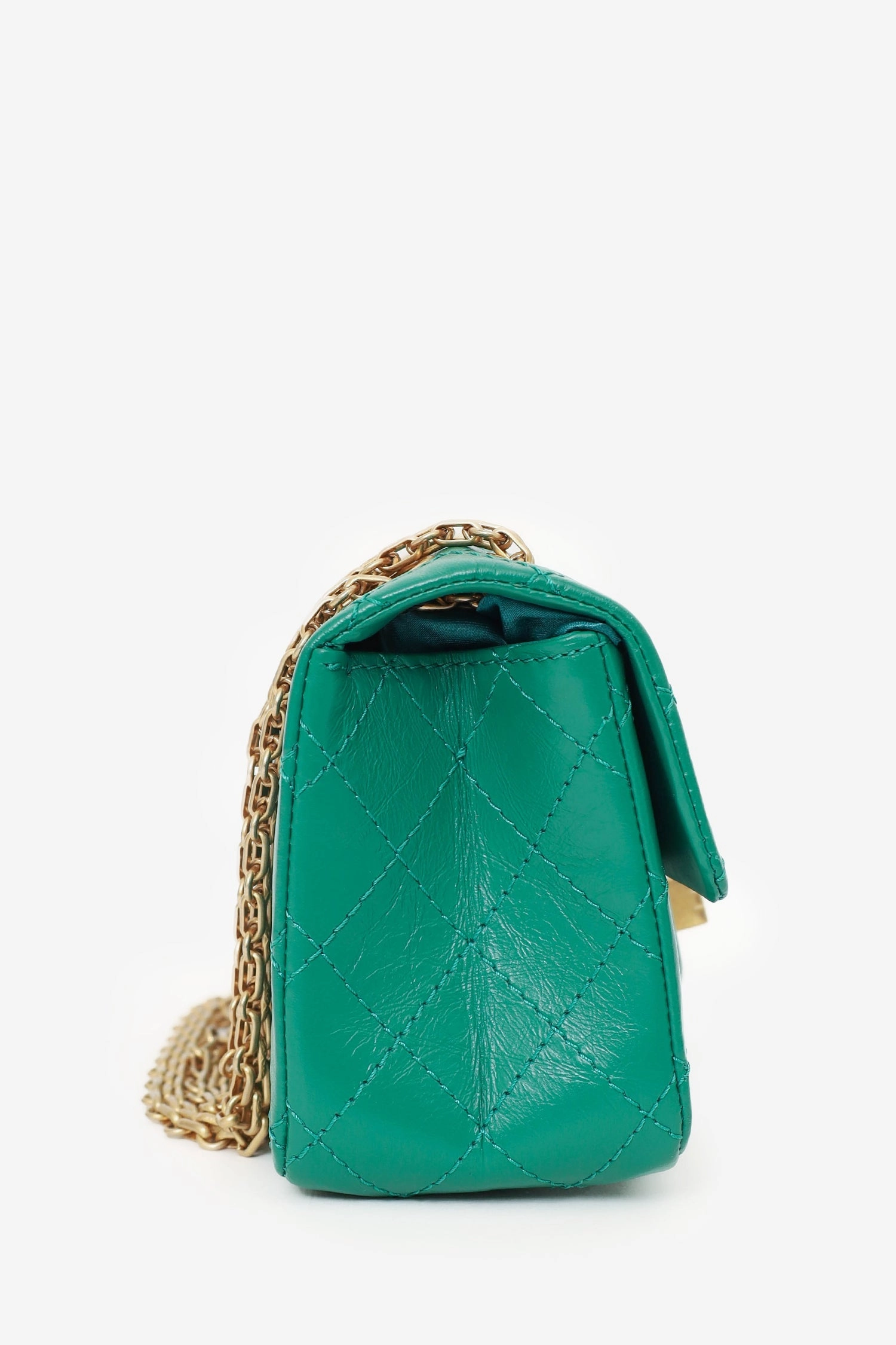 Pre-Loved Chanel Green Quilted Leather Mini Reissue 225 Double Flap Bag