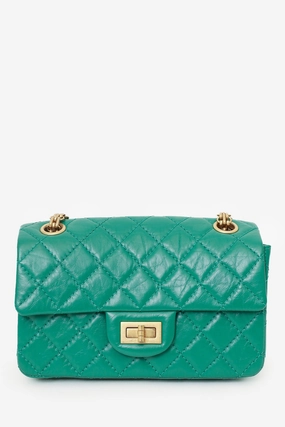 Pre-Loved Chanel Green Quilted Leather Mini Reissue 225 Double Flap Bag
