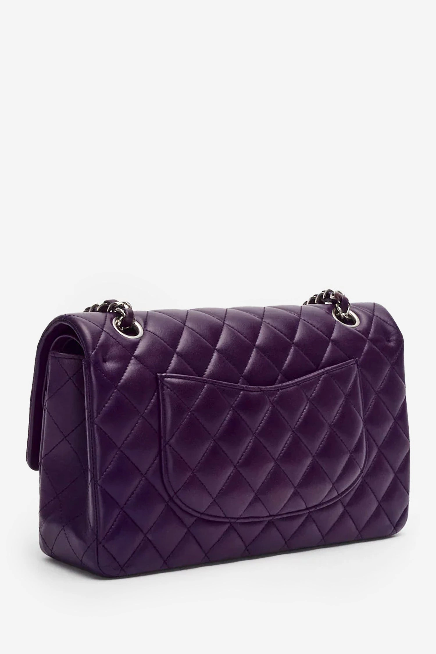 Pre-Loved Chanel Purple Lambskin Medium Double Flap Bag