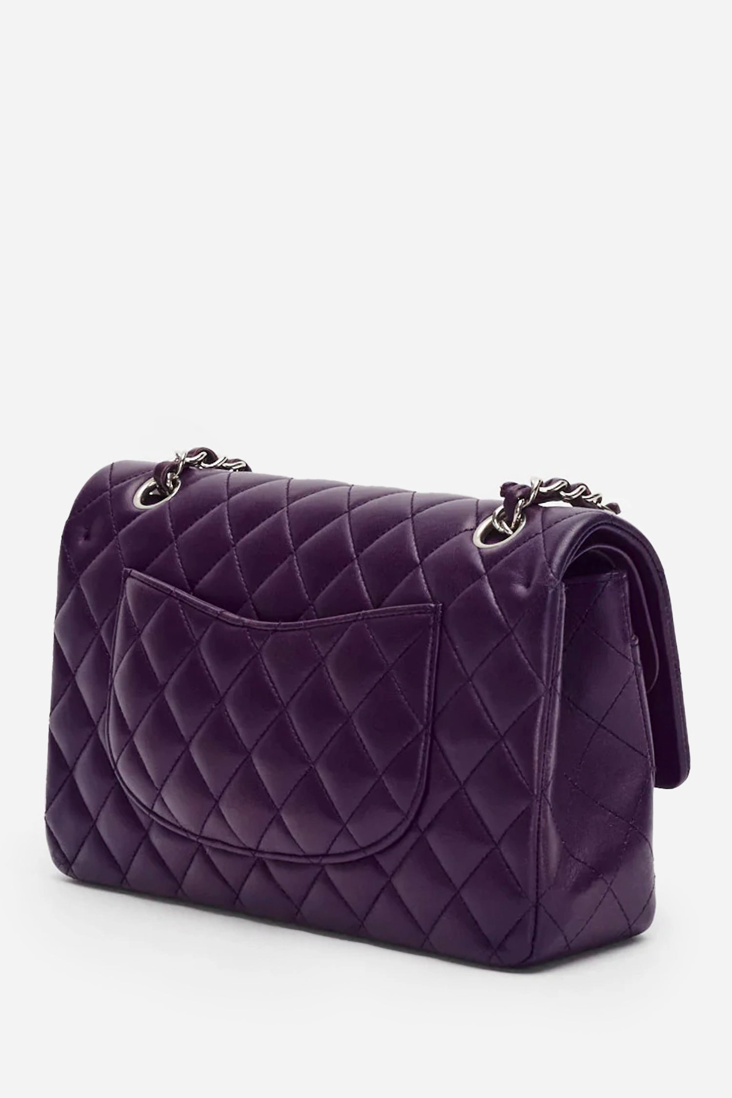 Pre-Loved Chanel Purple Lambskin Medium Double Flap Bag
