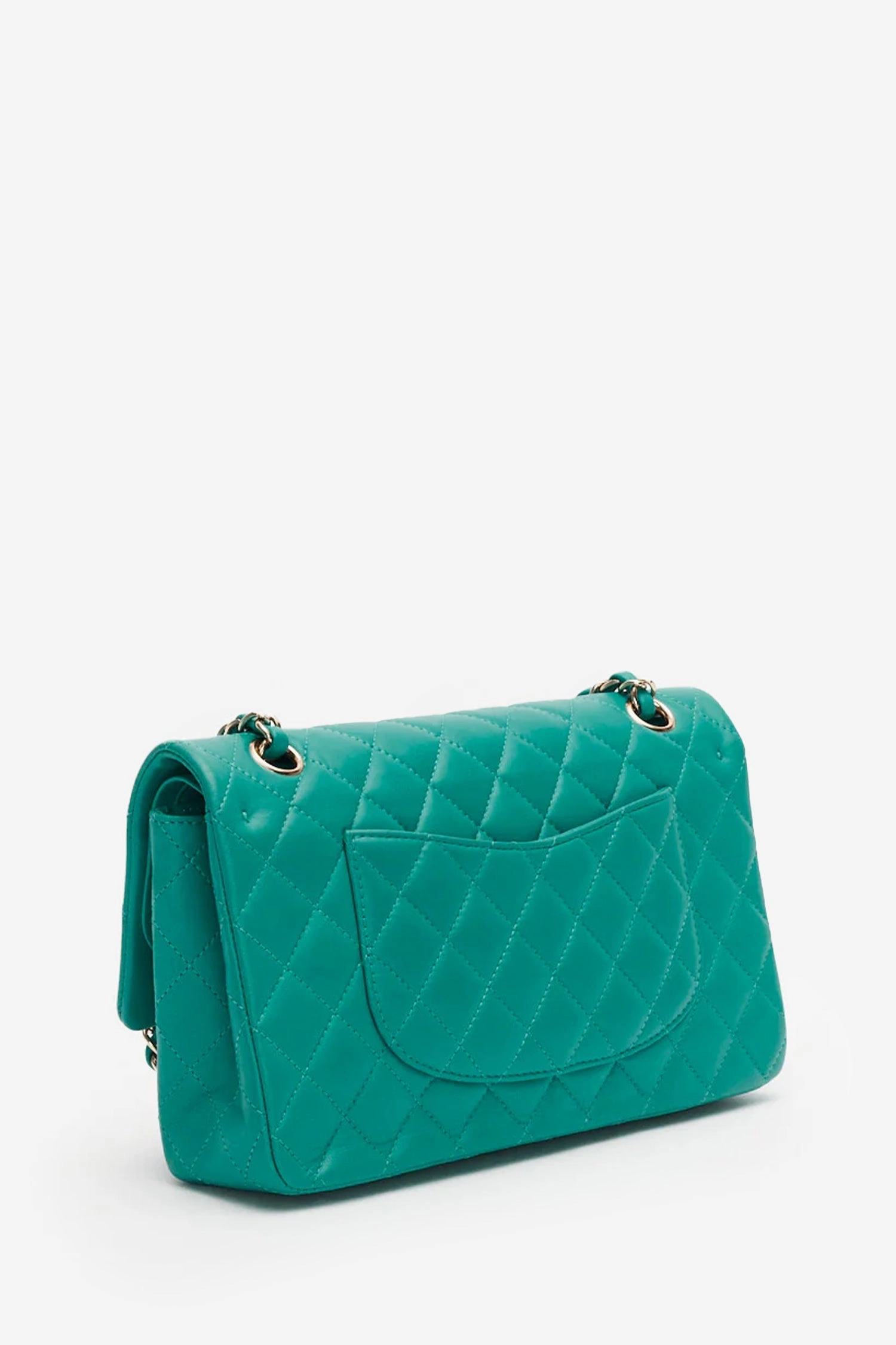 Pre-Loved Chanel Turquoise Lambskin Medium Classic Double Flap Bag