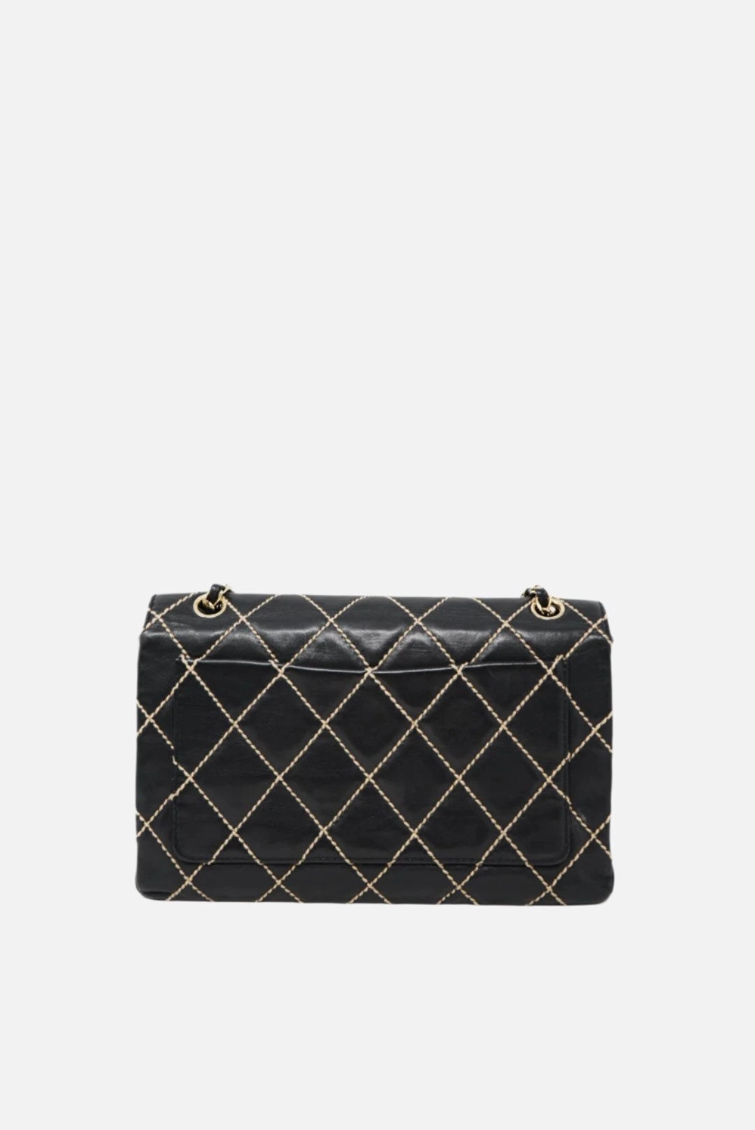 Pre-Owned CHANEL Wild Stitch Shoulder Bag Black 2003-2004