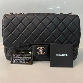 Preloved Chanel Classic Flap Bag Black Leather Shoulder Bag