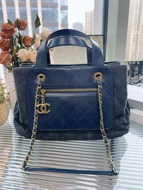 Preloved Chanel HFY Denim Blue Quilted Shoulder Bag