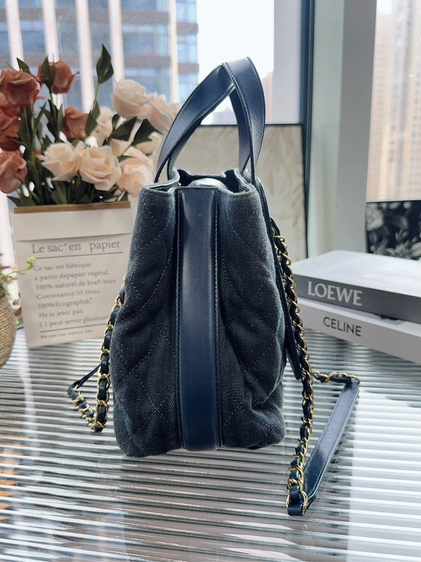 Preloved Chanel HFY Denim Blue Quilted Shoulder Bag