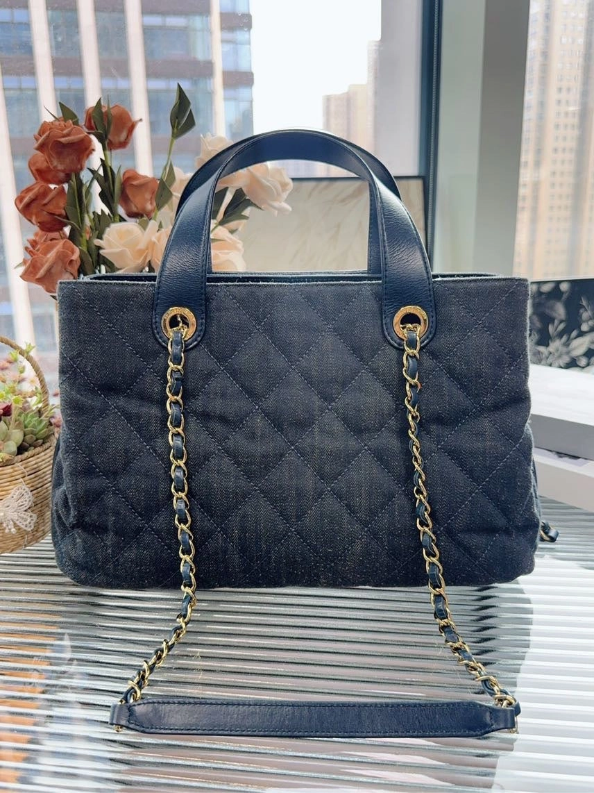 Preloved Chanel HFY Denim Blue Quilted Shoulder Bag