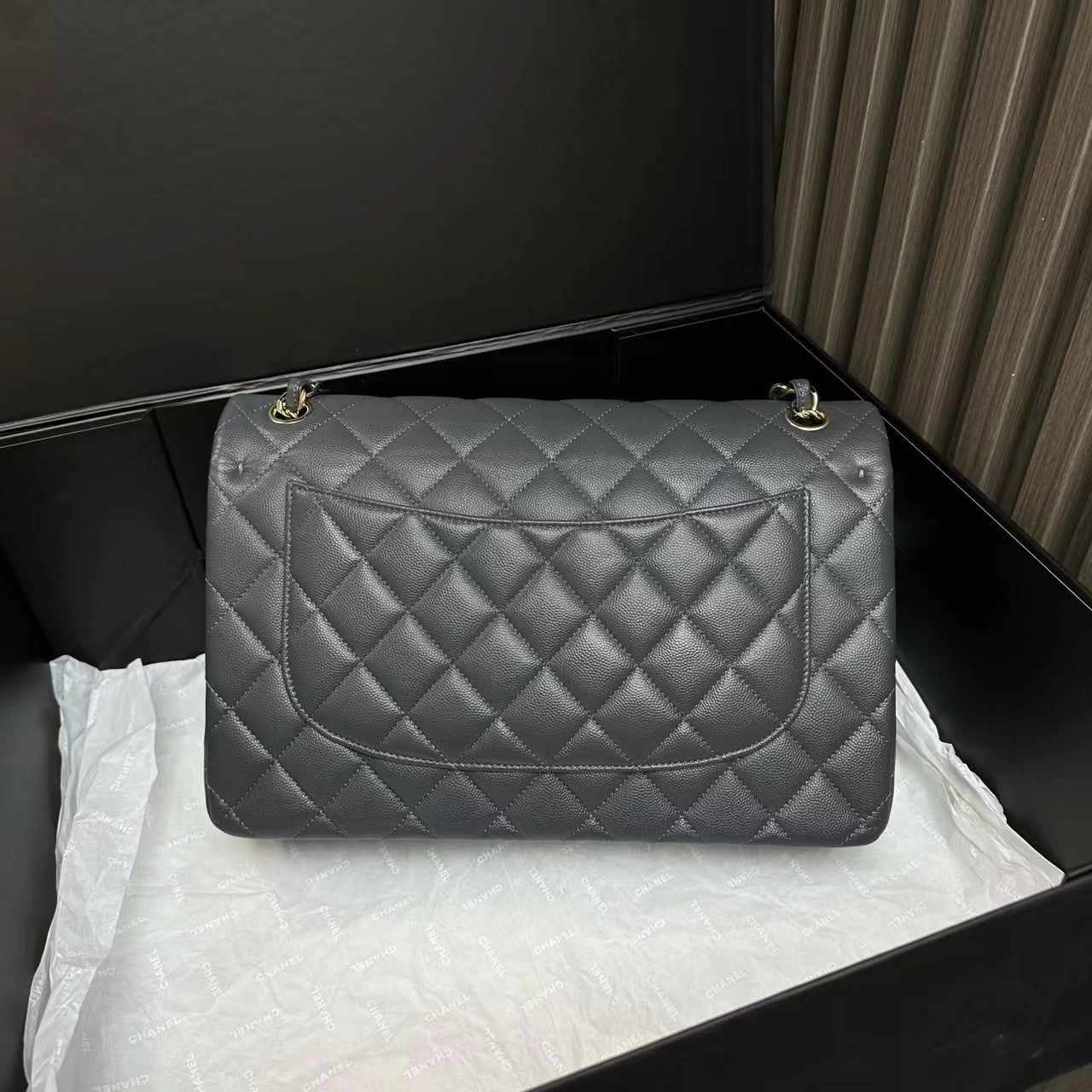 Preloved Chanel Jumbo Flap Bag Black Leather Shoulder Bag