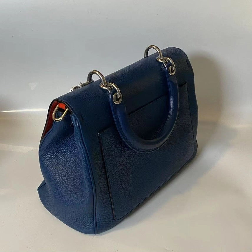 Preloved Christian Dior Diorama Blue Leather Shoulder Bag
