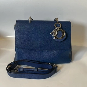 Preloved Christian Dior Diorama Blue Leather Shoulder Bag