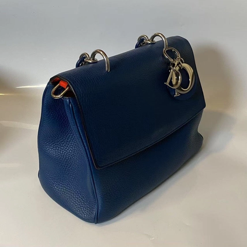Preloved Christian Dior Diorama Blue Leather Shoulder Bag