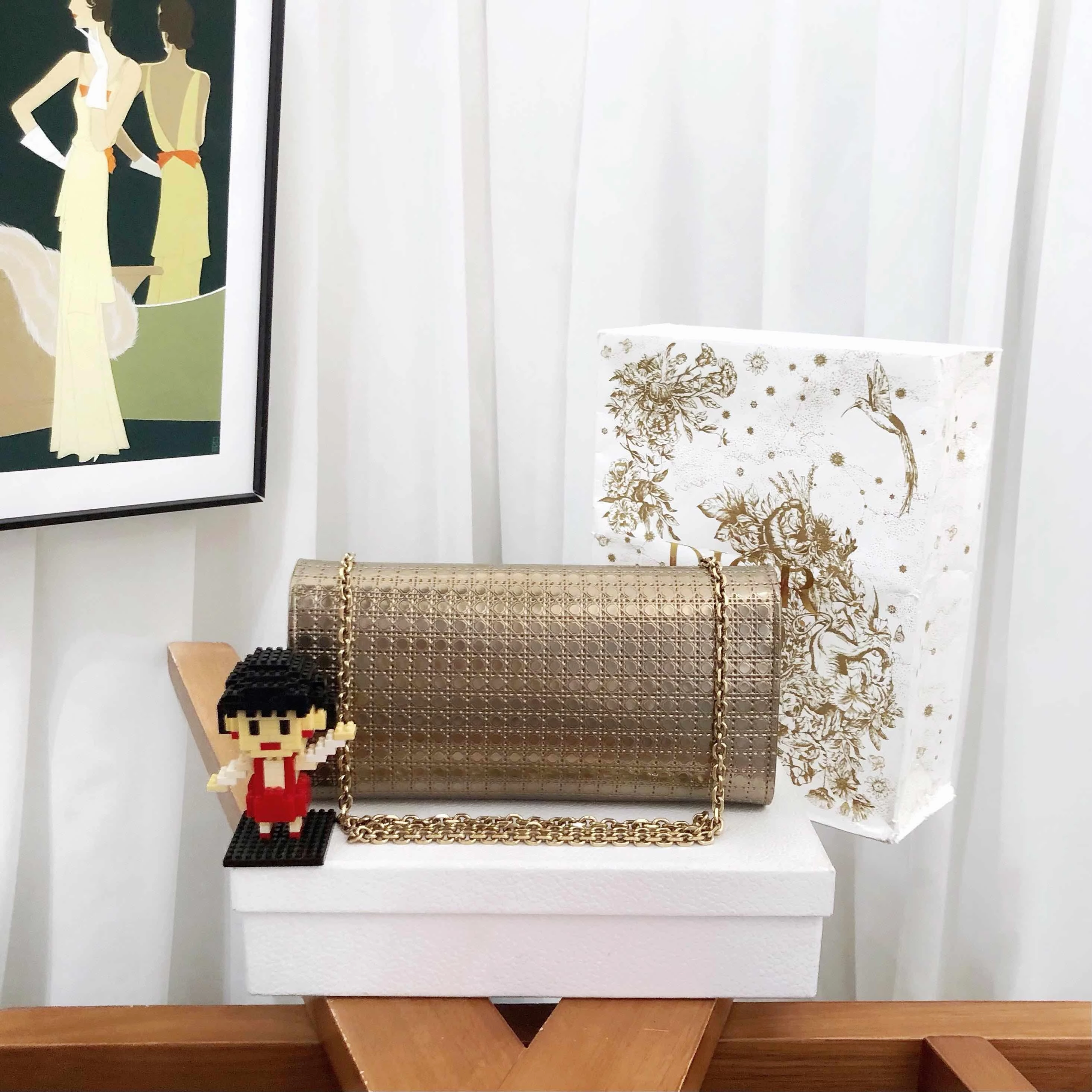 Preloved Dior Wallet on Chain (WOC) Gold Leather Crossbody Bag