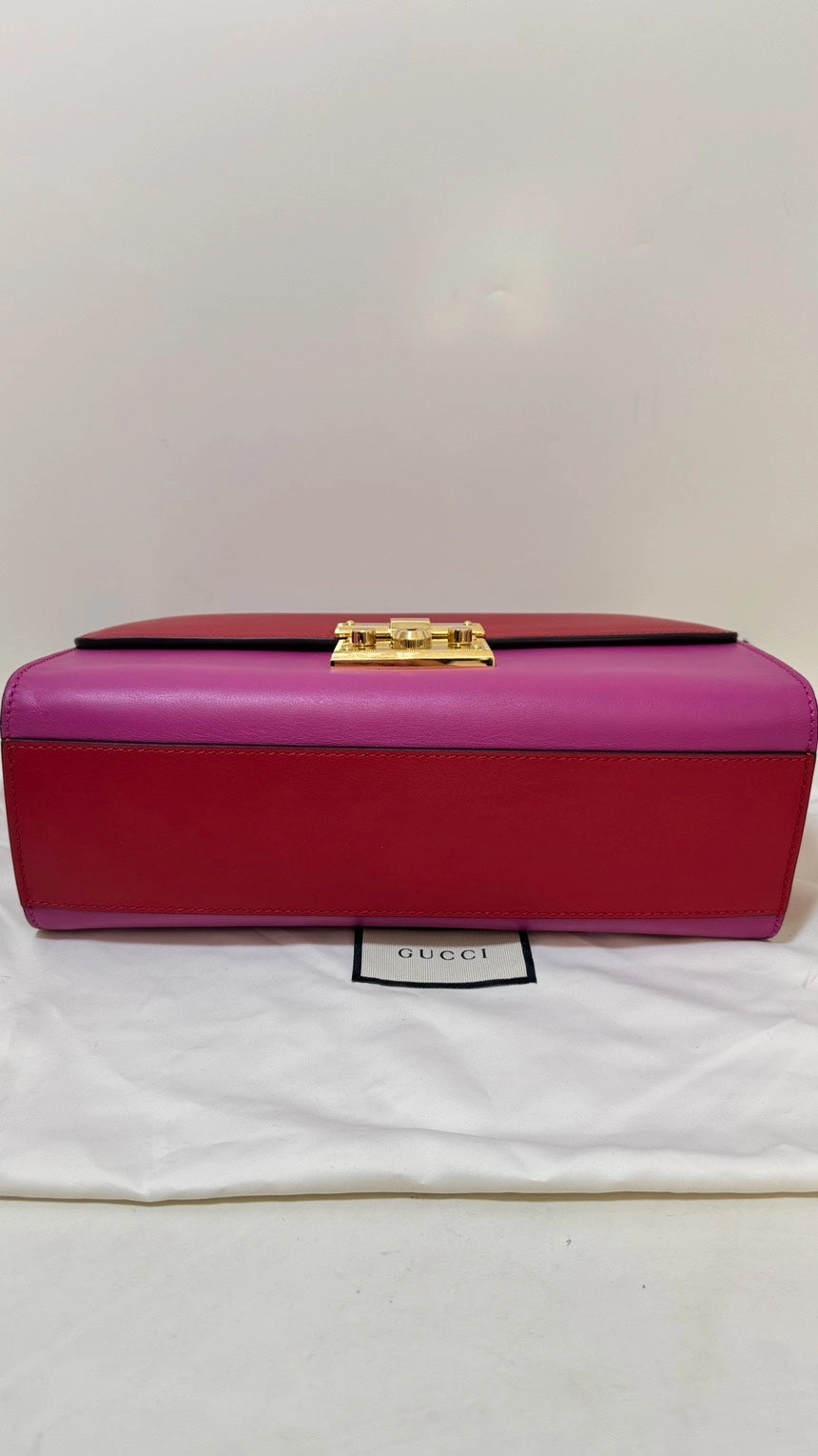 Preloved Gucci Padlock Bag Red/Pink Leather Shoulder Bag