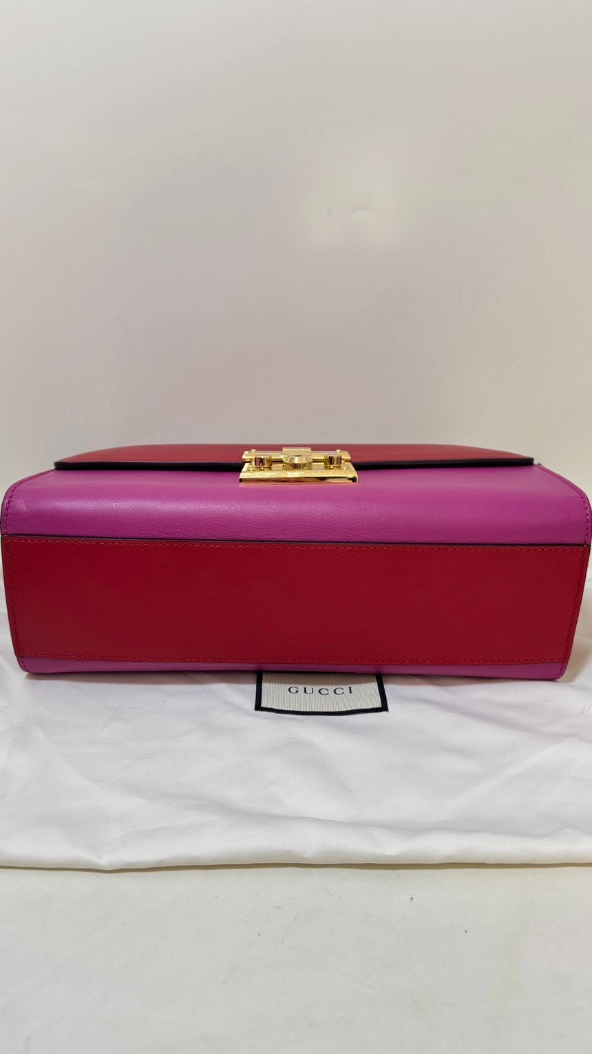 Preloved Gucci Padlock Bag Red/Pink Leather Shoulder Bag