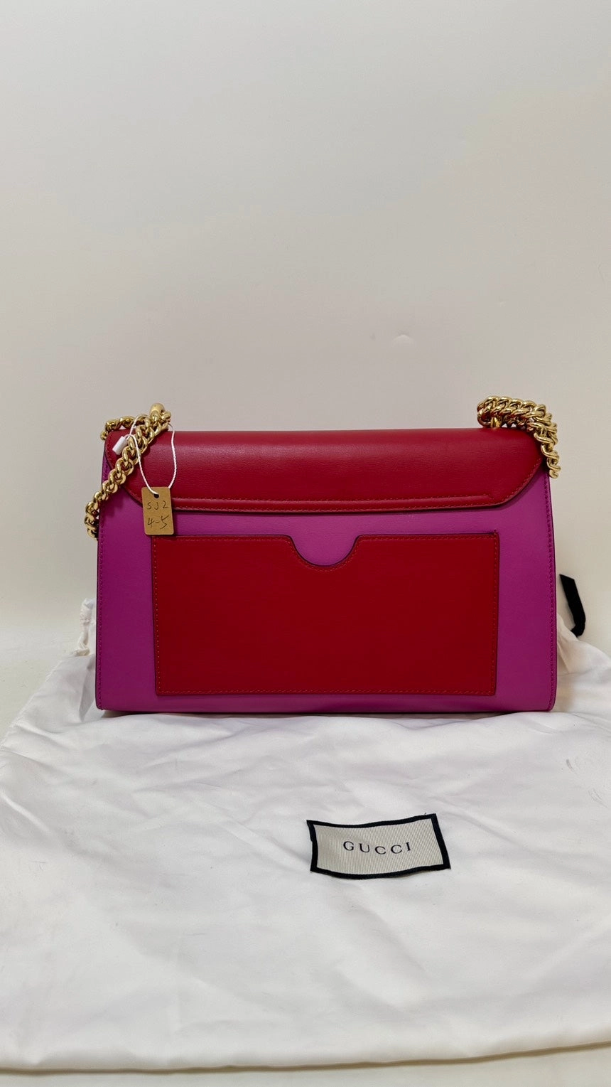 Preloved Gucci Padlock Bag Red/Pink Leather Shoulder Bag