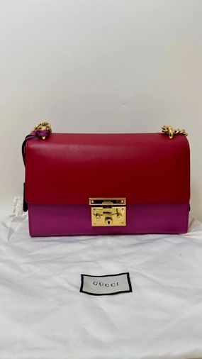 Preloved Gucci Padlock Bag Red/Pink Leather Shoulder Bag