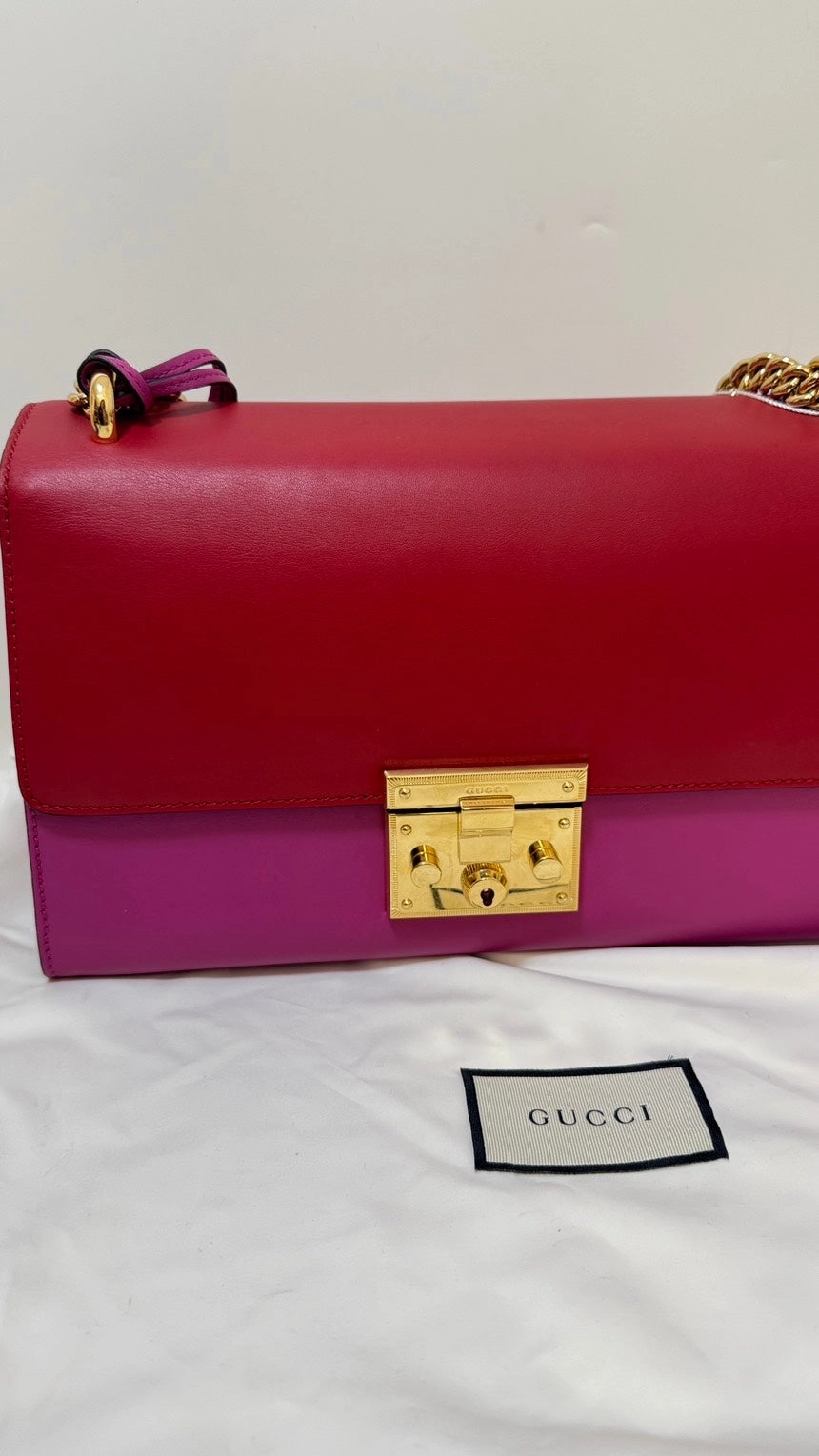 Preloved Gucci Padlock Bag Red/Pink Leather Shoulder Bag
