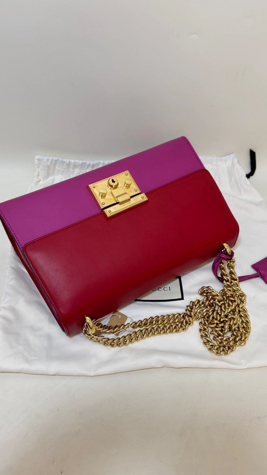 Preloved Gucci Padlock Bag Red/Pink Leather Shoulder Bag