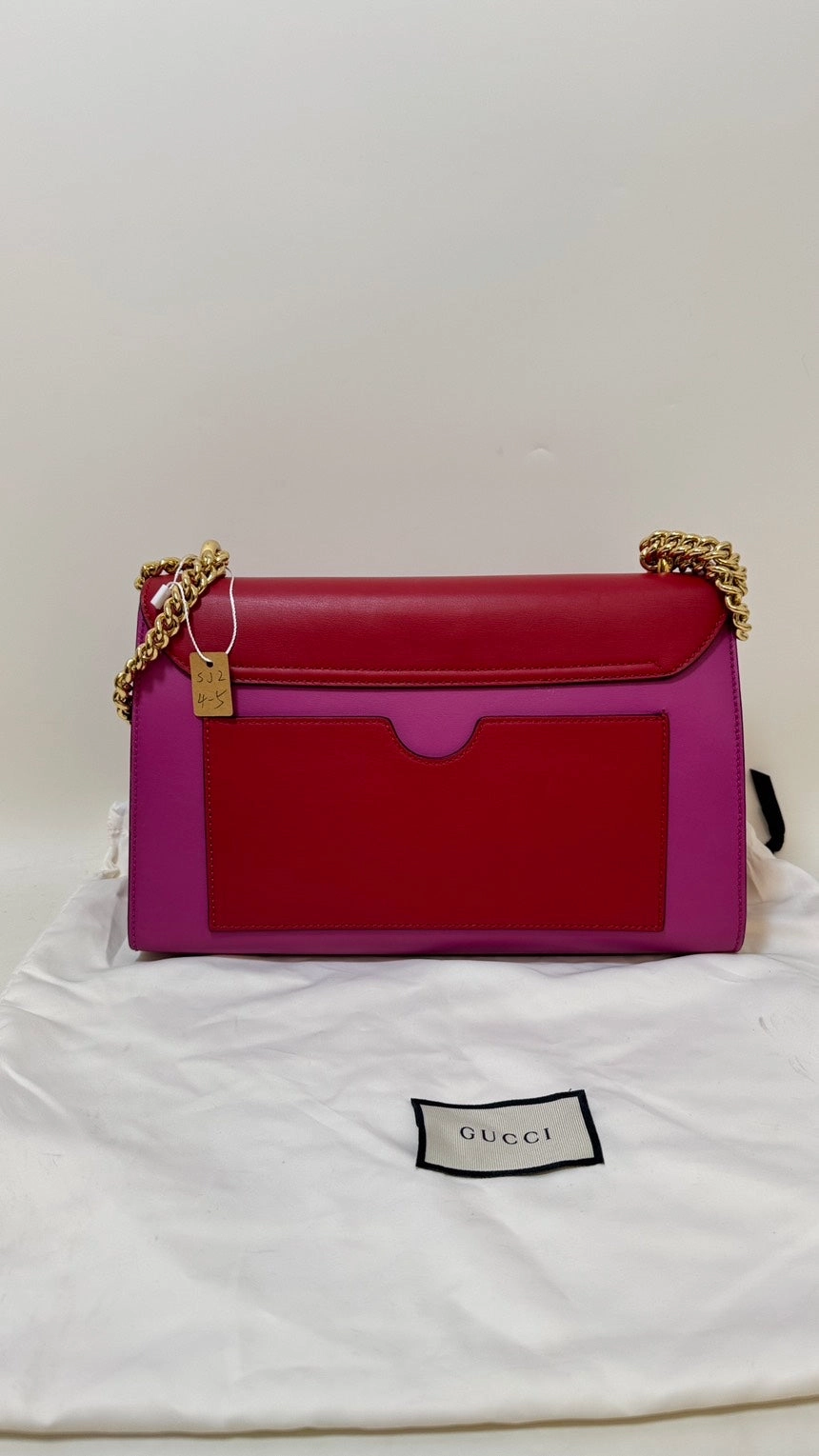 Preloved Gucci Padlock Bag Red/Pink Leather Shoulder Bag