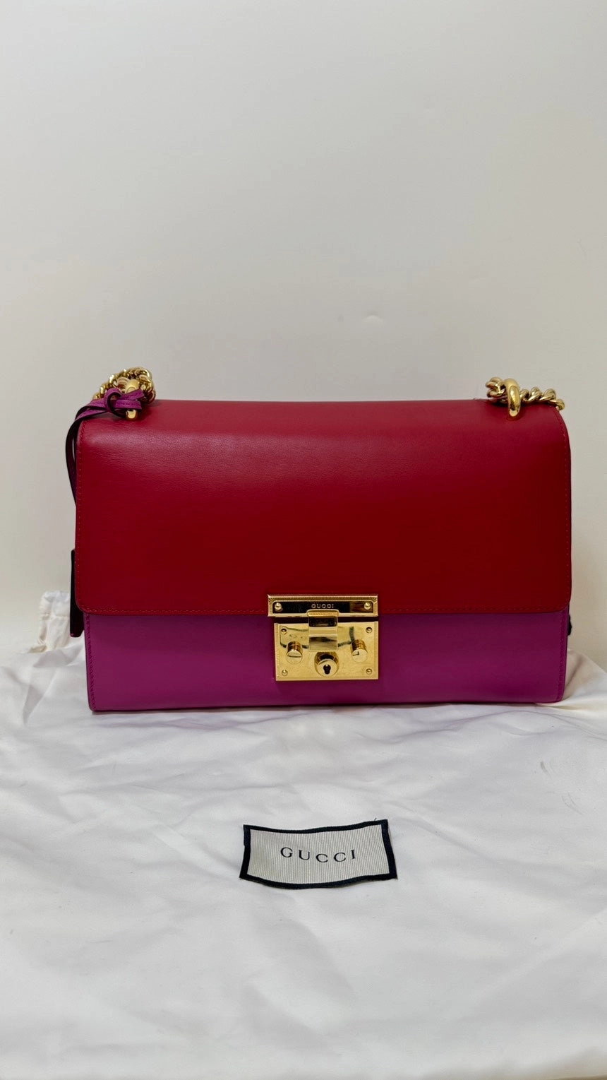 Preloved Gucci Padlock Bag Red/Pink Leather Shoulder Bag