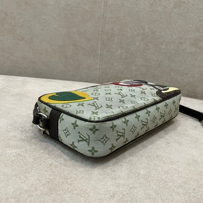 Preloved Louis Vuitton HMM Crossbody Bag in Grey Canvas with Multicolor