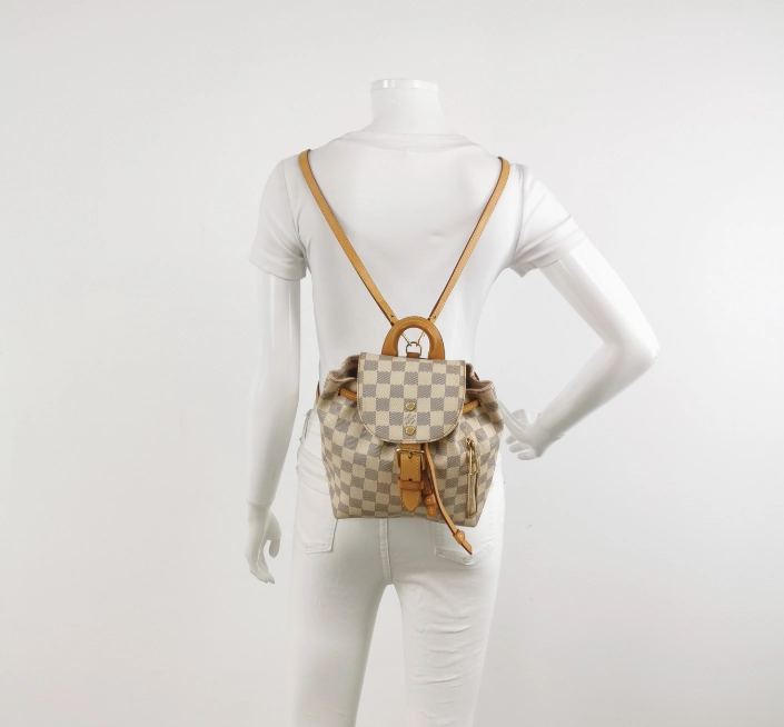 Preloved Louis Vuitton (LV) Damier Azur Sperone Backpack White 250317781109637