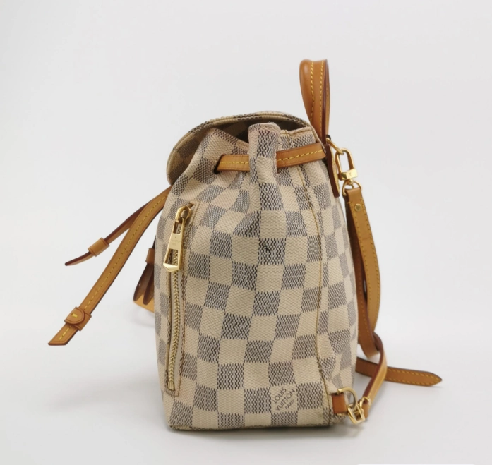 Preloved Louis Vuitton (LV) Damier Azur Sperone Backpack White 250317781109637