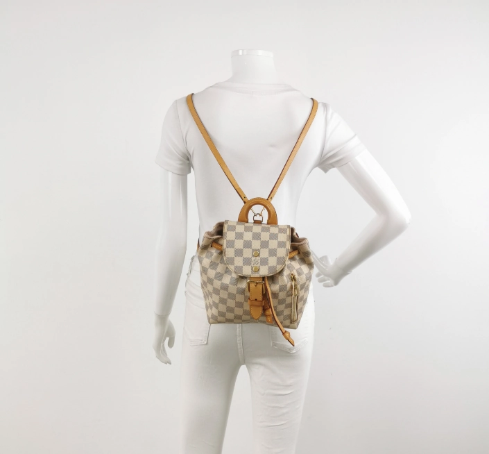 Preloved Louis Vuitton (LV) Damier Azur Sperone Backpack White 250317781109637