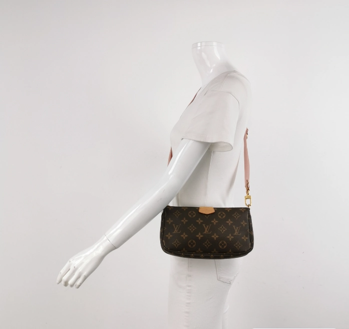 Preloved Louis Vuitton (LV) Monogram Multi Pochette Accessories crossbody bag 24*13*4cm Pink strap 250417781152021