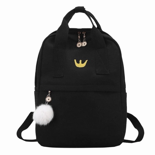 Preppy Women Canvas Backpack for School Teenagers Girl Vintage Stylish School Bag Ladies Laptop Backpack Female Book bag Mochila