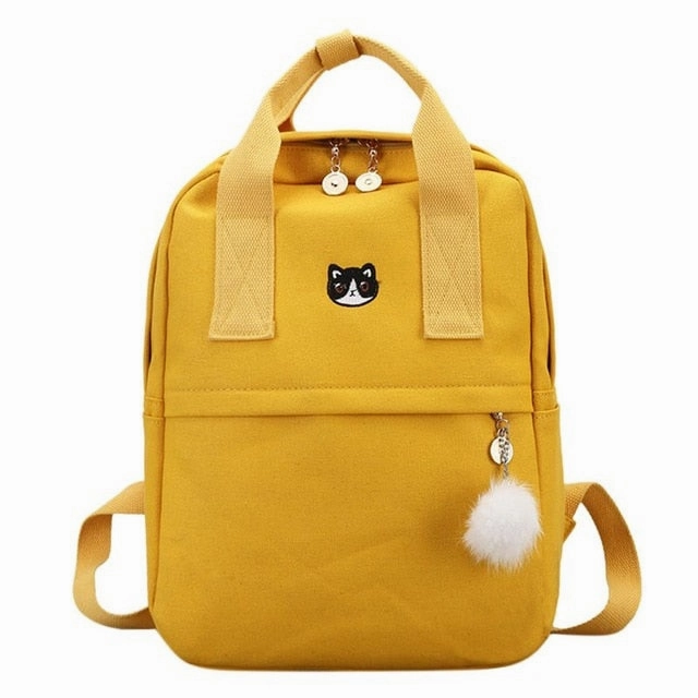 Preppy Women Canvas Backpack for School Teenagers Girl Vintage Stylish School Bag Ladies Laptop Backpack Female Book bag Mochila