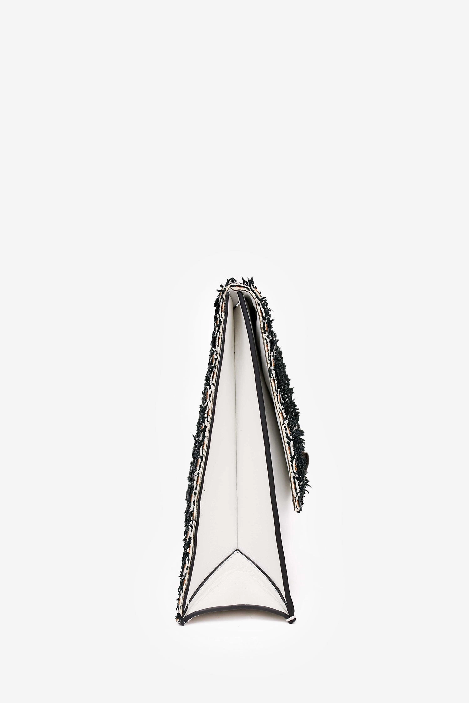 Proenza Schouler Black/White Leather Woven Tweed Clutch