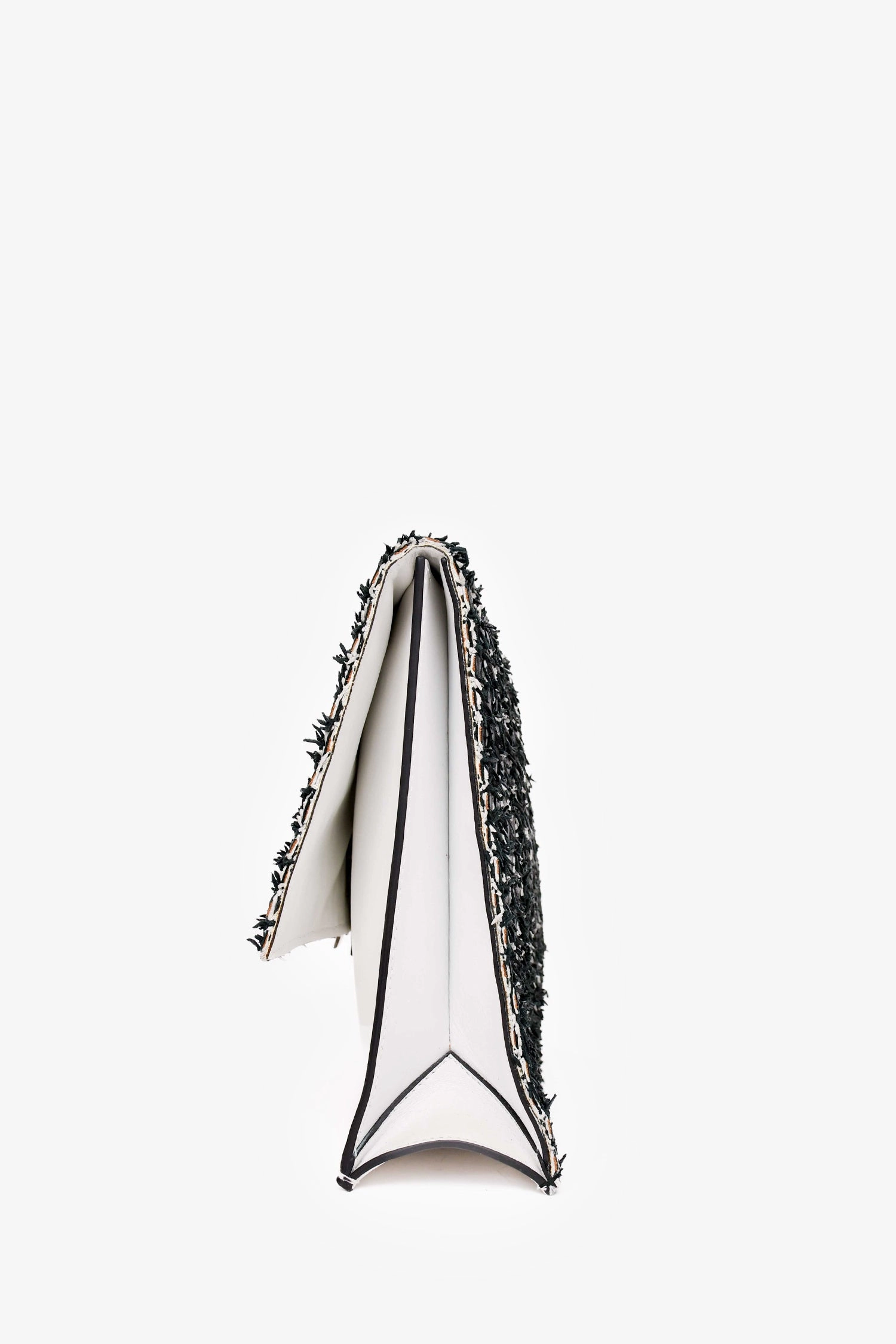 Proenza Schouler Black/White Leather Woven Tweed Clutch