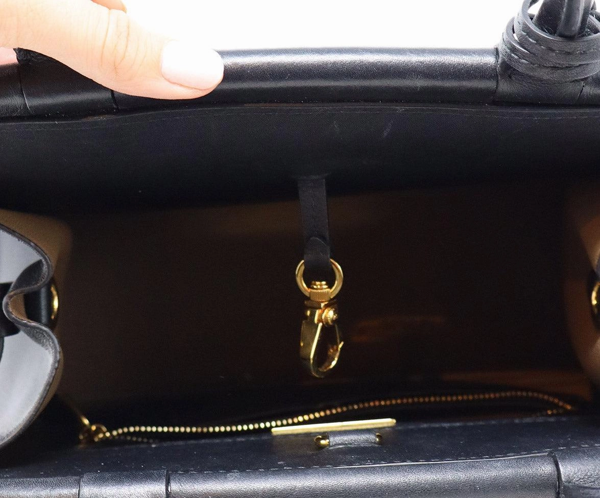 Ralph Lauren Black Leather Medium RL 50 Satchel