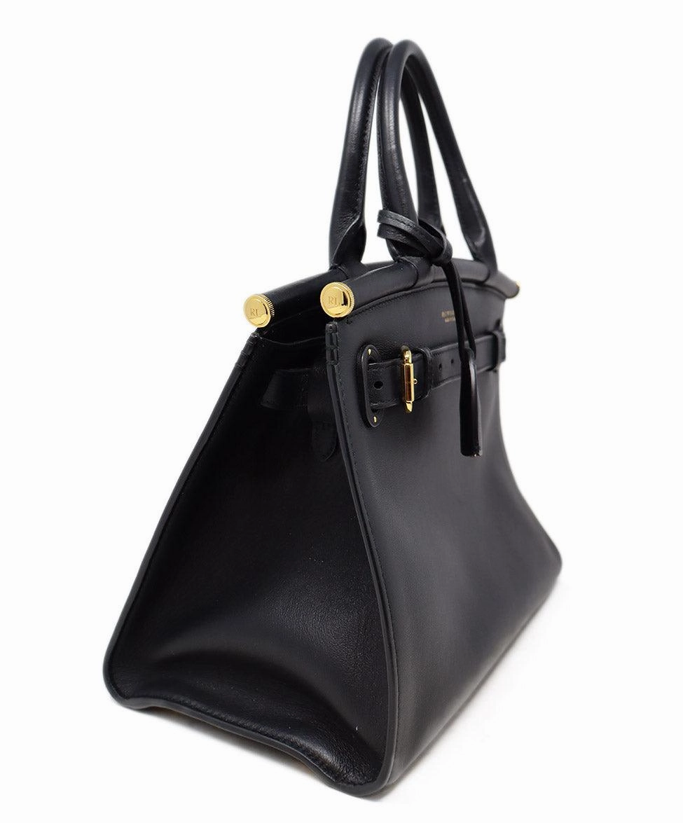 Ralph Lauren Black Leather Medium RL 50 Satchel