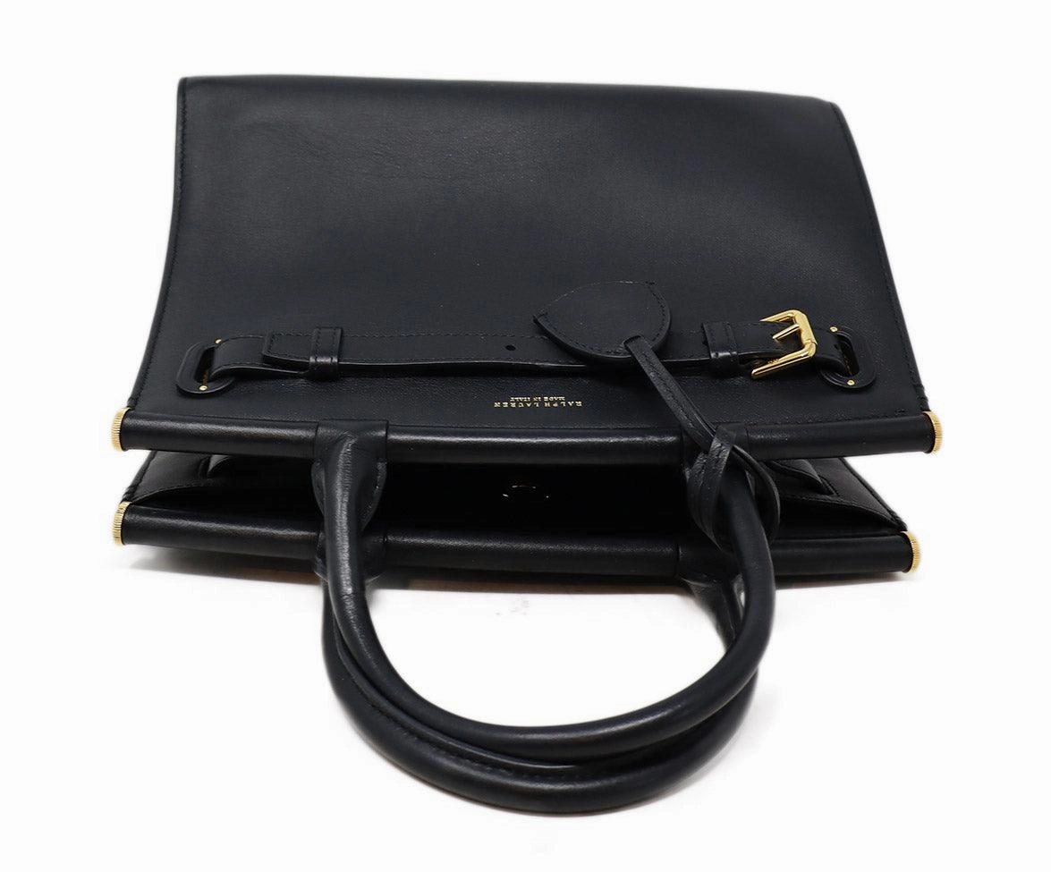 Ralph Lauren Black Leather Medium RL 50 Satchel